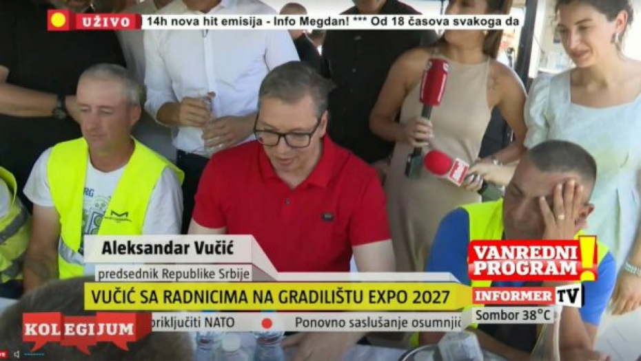 VUČIĆ STIGAO NA GRADILIŠTE EKSPO 2027 Srećan sam što imamo ovakve ljude, učestvuju u nečemu što je istorijska stvar!
