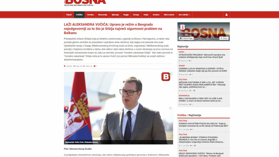 LUDILU NEMA KRAJA Islamistička "Slobodna Bosna" iz sveg oružja otvorila vatru po Vučiću