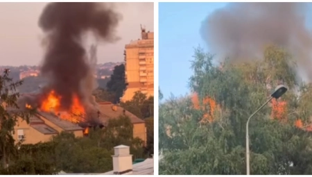 GORI ZGRADA NA KANAREVOM BRDU! Sumnja se da je klima uređaj uzrok požara! (VIDEO)