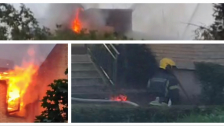 DRAMATIČNA SCENA NA KANAREVOM BRDU I DALJE TRAJE! Vatrogasci gase požar u zgradi, jedna osoba je evakuisana (VIDEO)