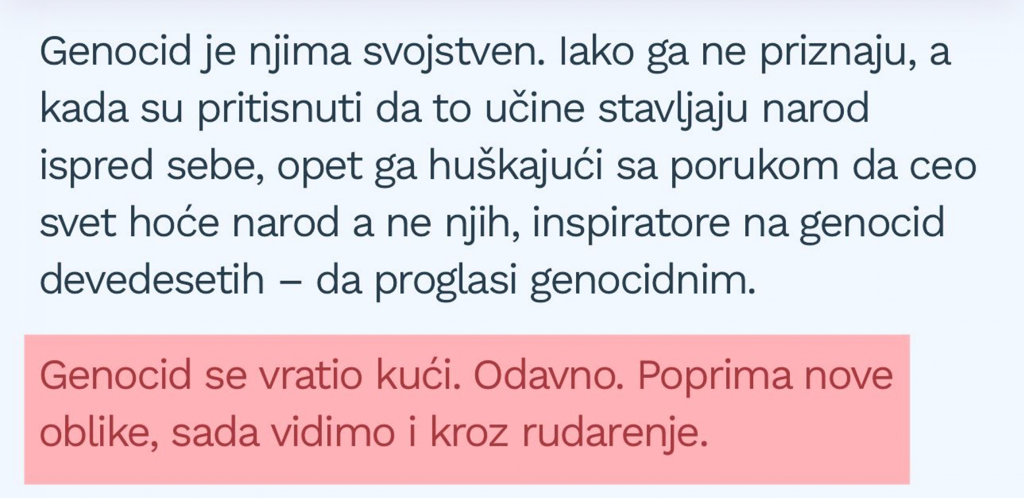 SUMANUT TEKST U OPOZICIONOM DANASU: Rudarenje litijuma je genocid, kao u Srebrenici!