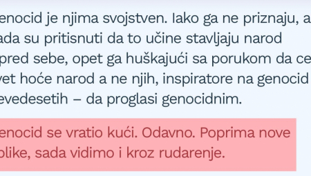 SUMANUT TEKST U OPOZICIONOM DANASU: Rudarenje litijuma je genocid, kao u Srebrenici!