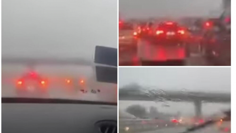 HAOS NA AUTO-PUTU MILOŠ VELIKI! Od kiše se ne vidi prst pred okom, svi stoje sa upaljena četiri migavca (VIDEO)