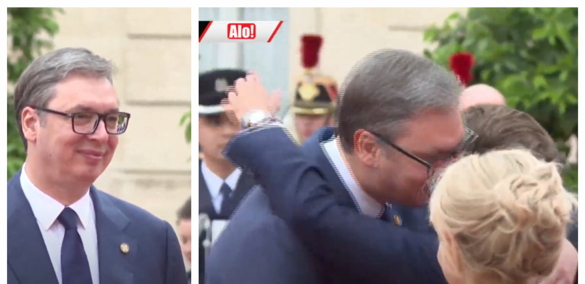 NAJSRDAČNIJI POZDRAV VUČIĆA I MAKRONA Predsednik Srbije u Jelisejskoj palati  (VIDEO)