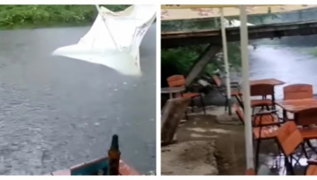 NEVREME "POTUKLO" SRPSKI GRAD Oluja bacala suncobrane u reku (VIDEO)
