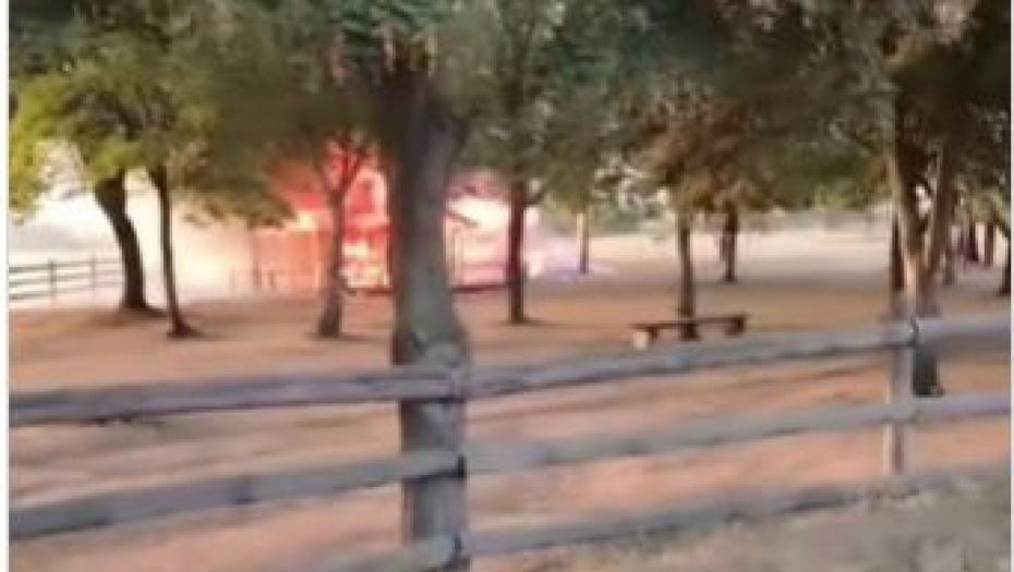 GORI POZNATI RESTORAN U PANČEVU: Plamen se uzdiže nekoliko metara, vatra zahvatila i ergelu (VIDEO)