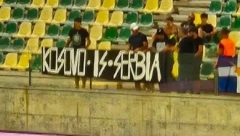 ZBOG TRANSPARENTA I SRBIJE PREKINUT MEČ TZV. KOSOVA Bruka i sramota u Ligi nacija, policija morala da interveniše (FOTO)