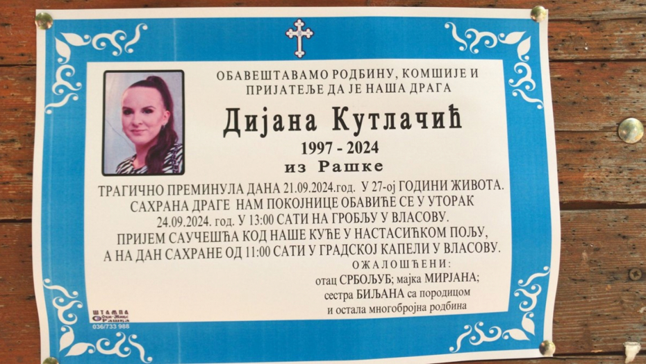TUGA! RAŠKA OBLEPLJENA UMRLICAMA NASTRADALIH Pored mališana i oca, danas sahranjuju i njihovu komšinicu Dijanu
