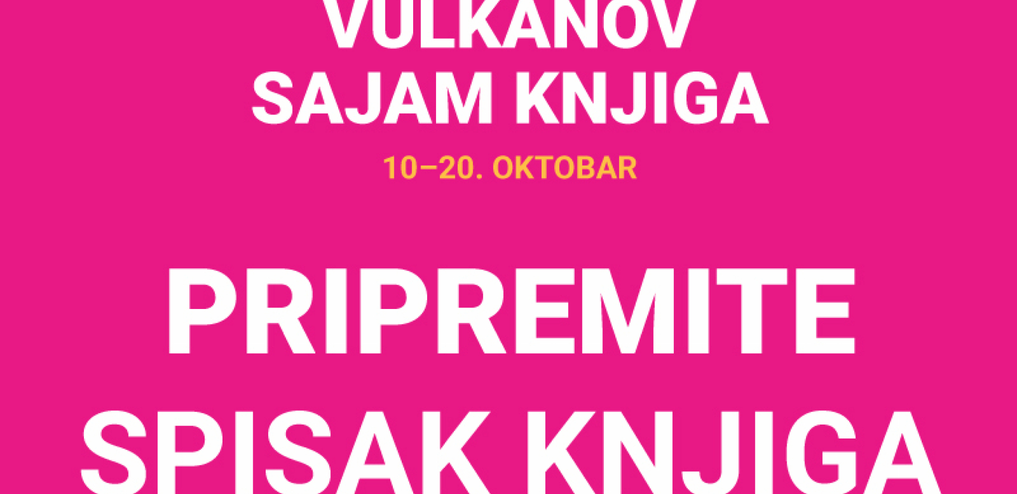 Peti Vulkanov sajam knjiga od 10. do 20. oktobra