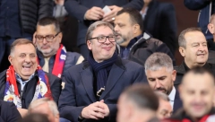 PODRŠKA ZA "ORLOVE" Predsednik Aleksandar Vučić stigao u Leskovac na meč Srbije i Švajcarske