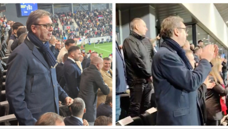 VUČIĆ SVIM SRCEM UZ "ORLOVE" Predsednik čvrsto stegao pesnicu dok se srpska reprezentacija bori na terenu (FOTO/VIDEO)