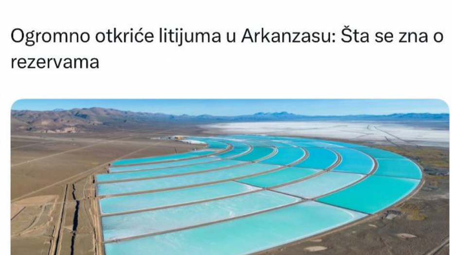 PERVERZIJA ŠOLAKOVIH I ĐILASOVIH MEDIJA! Slave pronalazak litijuma u Arkanzasu, a u Srbiji ruše projekat Jadar! (FOTO)