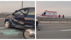 KARAMBOL NA PUPINOVOM MOSTU  Od siline udara automobili su blokirali saobraćajnicu