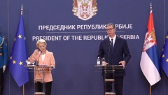 PREDSEDNIK VUČIĆ PRIREDIO VEČERU ZA URSULU Prisustvuju dve delegacije, nastavljeni današnji razgovori