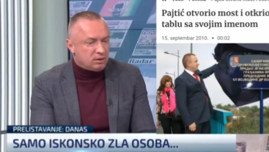 PAJTIĆ KAŽE DA VUČIĆ ZNA SAMO DA GLANCA OBJEKTE, A NAJVEĆE DOSTIGNUĆE BOJANA PAJTIĆA ZA 16 GODINA VLASTI JE POSTAVLJANJE TABLE SA NJEGOVIM IMENOM!