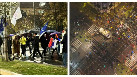 OPOZICIJA SAT I PO MALTRETIRALA NAROD U BEOGRADU Šaka njih sve blokirala, VIJORILE IM SE ZASTAVE EVROMAJDANA (FOTO)