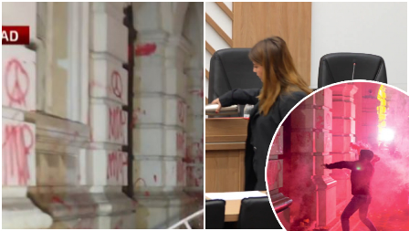 NAVIKLI NA DIVLJAŠTVO! Ekstremisti iz opozicije i ranije skrnavili državnu imovinu! Farbali u crveno, polivali fekalijama... (VIDEO)