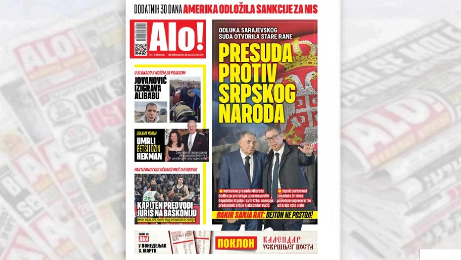 NEMIRNA BOSNA Odluka sarajevskog suda otvorila stare rane: Presuda protiv srpskog naroda