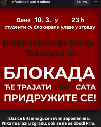 NEVIĐENI BOLJŠEVIČKI TEROR PLENUMA! Studenti blokaderi upali na RTS i brane zaposlenima da rade! (FOTO)
