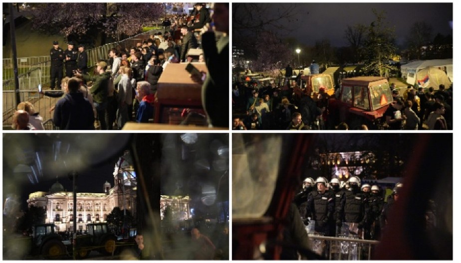 ŠIPKAMA NA STUDENTE KOJI ŽELE DA UČE Počelo razbijanje kod Pionirskog parka, huligani demolirali traktor (FOTO/VIDEO)