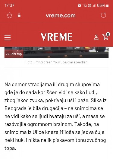 NIŠTA NE UKAZUJE NA TZV. ZVUČNI TOP "Vreme": Neki hronični bolesnici uplašili su se za zdravlje