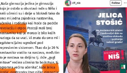 "JELICA STOŠIĆ OTVORENO POZIVA NA OVOJENU REVOLUCIJU" Piper: Da li postoji tužilaštvo u Nišu?