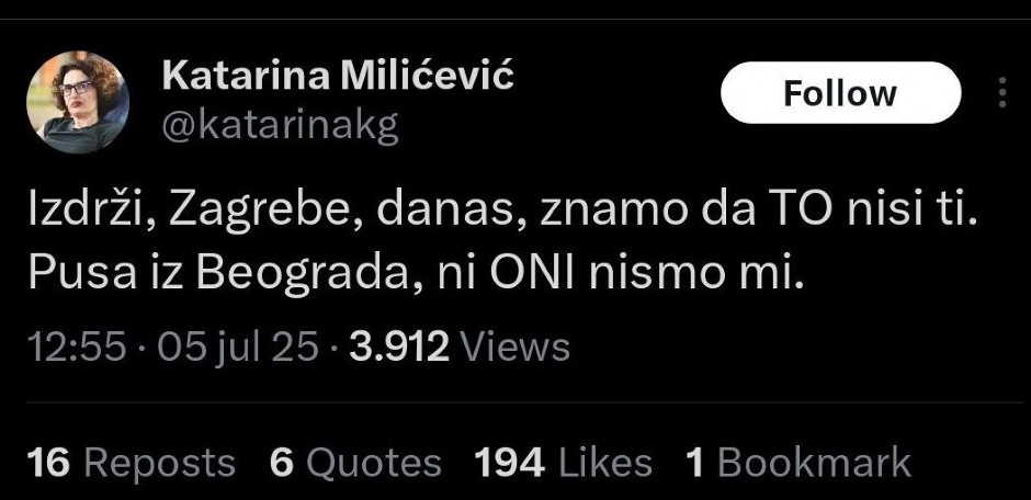 POGLEDAJTE OVO ŠLIHTANJE USTAŠAMA! Uticajna blokaderka im šalje "pusu" iz blokiranog Beograda!