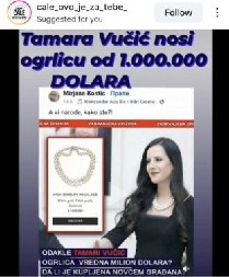 OD DROGE GA I OČI IZDALE Lažovčina Đurić pokušao da obmane građane Srbije slikom ogrlice Tamare Vučić, a evo šta je prava istina! (FOTO)