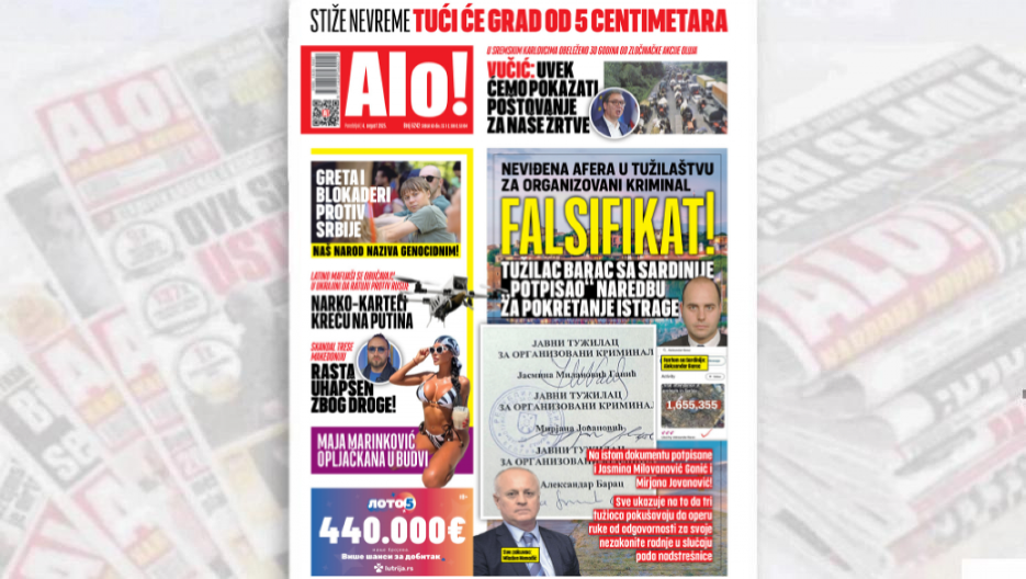 FALSIFIKAT! NEVIĐENA AFERA U TUŽILAŠTVU ZA ORGANIZOVANI KRIMINAL Tužilac Barac sa Sardinije "potpisao" naredbu za pokretanje istrage