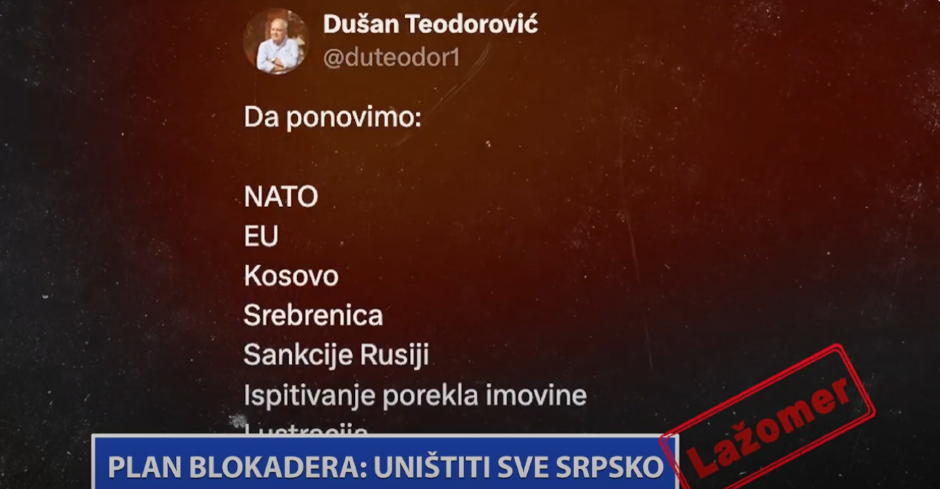 LAŽOMER: PLAN BLOKADERA - UNIŠTITI SVE SRPSKO