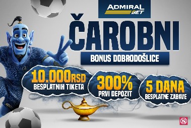 ČAROBNI START NOVE SEZONE – DO 10.000 DINARA ODMAH, ALI TO JE SAMO POČETAK Nova sezona, novi bonus dobrodošlice, nova prilika za velike pobede u AdmiralBetu!