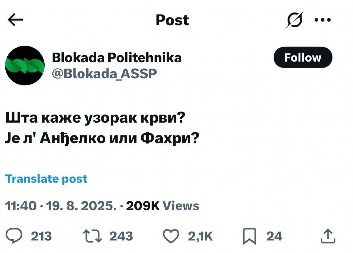 UŽAS! Blokaderi sa Politehničkog direkno vređaju porodicu predsednika Vučića! Jesi ovo ta "dobra i lepa deca"!