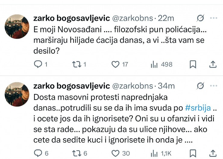 BLOKADERSKI NOVINAR SEPARATISTA U OČAJU ZBOG SKUPA U NOVOM SADU "Gledajte koliko njih ima, a gde smo mi?" (FOTO)