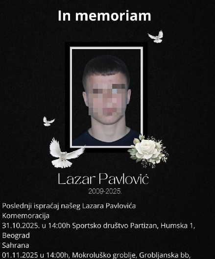 SUTRA OPRAŠTANJE OD STRADALOG DŽUDISTE "I dalje živiš sa nama"