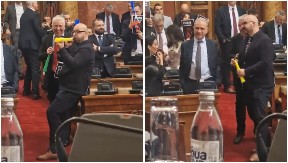 UŽIVAJU DA PRAVE HAOS Ekstremisti u Skupštini duvaju u vuvuzele, polivaju vinom i smeju se (VIDEO)