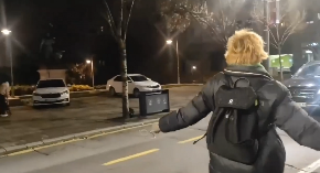 MAHNITO SKAČE PRED AUTOMOBIL... Pogledajte šta radi opozicionarka poznata po vređanju pratrijaha Pavla i vernika (VIDEO)