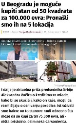 POTVRDILI VUČIĆEVE REČI Antisrpski mediji morali da priznaju da u Beogradu mogu da se kupe stanovi za 100.000 evra