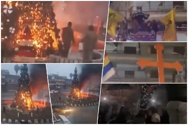 TEŠKI DANI ZA HRIŠĆANE UOČI BOŽIĆA:  Džihadisti spaljuju božićnu jelku! Izašli masovno na ulice Damaska, neizvesnost raste (VIDEO)