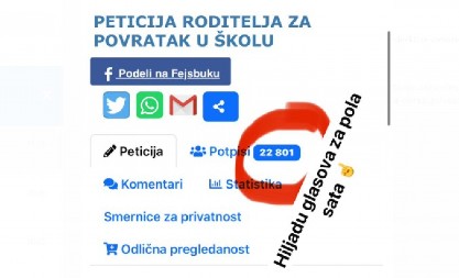 ZA POLA SATA 1.000 LJUDI POTPISALO! Roditelji iz cele Srbije pokrenuli peticiju za neometan povratak dece u školske klupe!