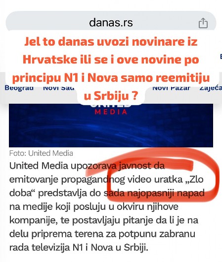 JE L' TO ''DANAS'' UVOZI NOVINARE IZ HRVATSKE? Ili se i ove novine po principu N1 i Nove samo reemituju u Srbiji? (FOTO)