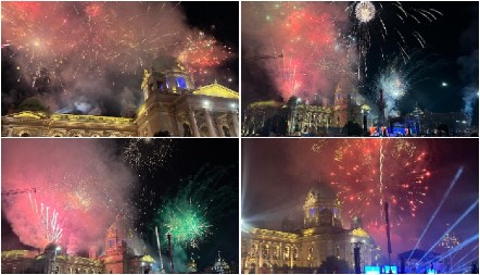 BEOGRAD JOŠ NIJE VIDEO OVAKAV VATROMET! Veličanstven prizor pretvorio noć u dan u finišu centralnog skupa svenarodnog sabora "Ne damo Srbiju"!