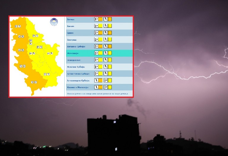 GLEDAJTE SAMO MAPU, U POLA SRBIJE I DANAS OPASNO VREME Evo šta nas čeka sa vremenom (FOTO)