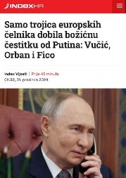 HRVATI DA CRKNU OD MUKE Ruski mediji: Putin Novu godinu čestitao samo trojici evropskih lidera, među njima i Vučić