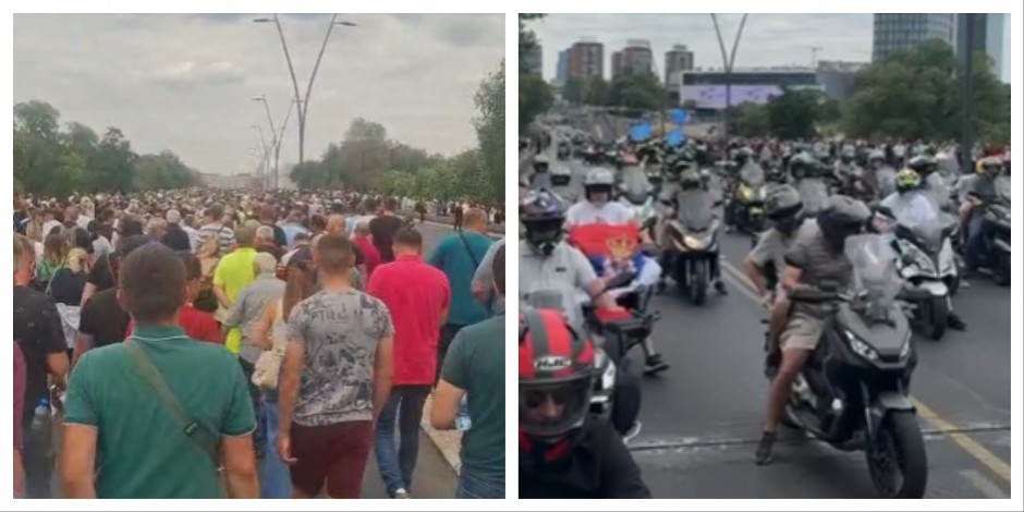 DIVAN PRIZOR U BEOGRADU NA VIDOVDAN Bajkeri i nepregledna kolona ljudi idu na patriotski skup koji organizuju studenti koji žele da uče (VIDEO)