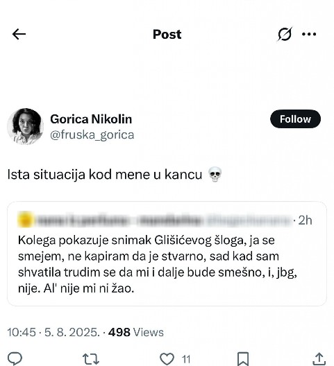 BOLESNO! Blokaderska novinarka u objavi u vezi sa Darkom Glišićem stavila MRTVAČKU GLAVU