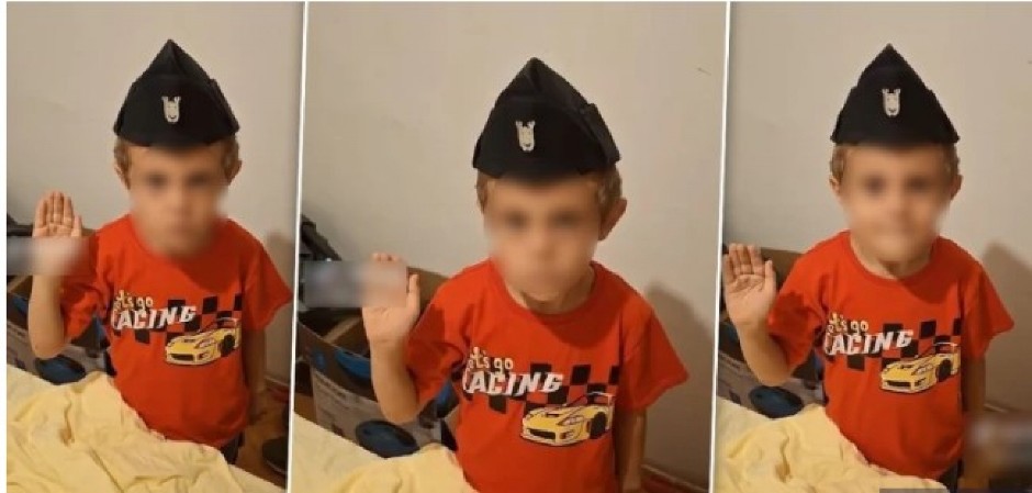 MRŽNJA OD MALIH NOGU: Dečak od 5 godina uči ustaški pozdrav – deda ga ponosno uči (VIDEO)