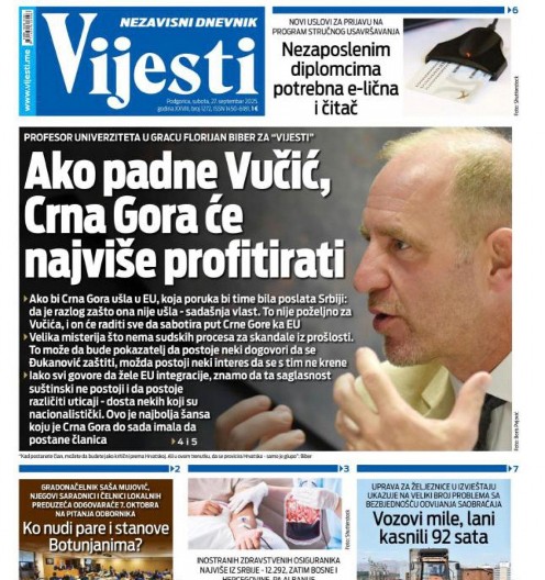 ŠOLAKOVO LAŽLJIVO GLASILO "VIJESTI" PORUČUJU Ako blokaderi sruše Vučića niko neće vise braniti prava Srba u Crnoj Gori, a to je odlično za nas milogorce!