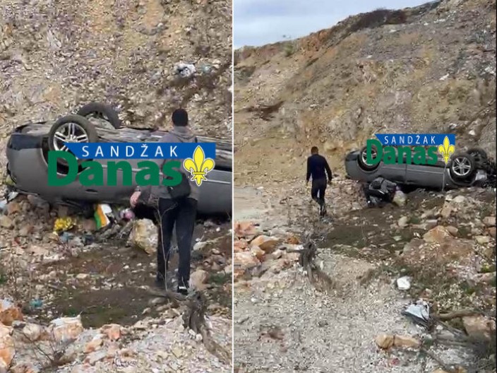 ŠOK KOD TUTINA! Automobil sleteo s puta i pao na krov - PUTNICI NEPOVREĐENI! (FOTO)