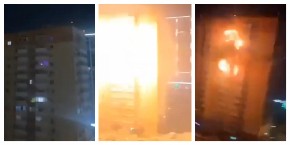 SNIMLJEN TRENUTAK KADA SE DRON ZAKUCAO U ZGRADU Eksplozija pa požar, Ukrajinci izveli masovan napad (VIDEO)