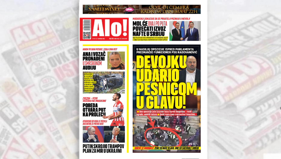 DEVOJKU UDARIO PESNICOM U GLAVU! U nasilju opozicije ispred Parlamenta prednjačio funkcioner PSG Radovanović